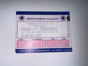 Rangers V Stenhousemuir 23rd January 1999 Scottish Cup 3rd Round Ticket Stub for sale on Ebay