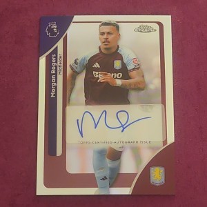 Topps Chrome Premier League 2026 Morgan Rogers Auto Silver Refractor Aston Villa for sale on Ebay