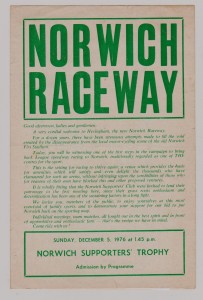 1976 NORWICH SUPPORTERS' MEETING FIRST AND LAST @ HEVINGHAM DECEMBER 5TH for sale on Ebay