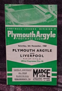 1960/61 Division Two - PLYMOUTH ARGYLE v. LIVERPOOL for sale on Ebay