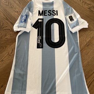 Lionel Messi signed Argentina WC 2026 Qualifier Shirt With Beckett 2024 QR for sale on Ebay