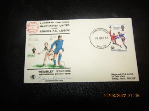 BOBBY CHARLTON SIGNED FINE  COVER FOR MANCHESTER UNITED V LISBON WEMBLY 29 MAY68 for sale on Ebay