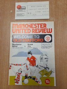 Manchester United V Bristol City Official Programme With Match Ticket 1977 for sale on Ebay