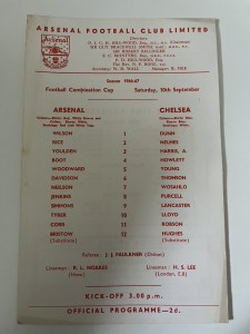 Arsenal Reserves v Chelsea Reserves - Football Combination Cup 1966/67 for sale on Ebay