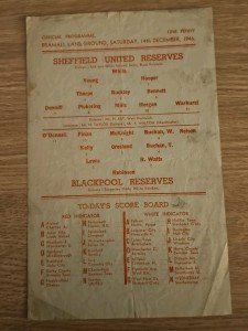 Sheffield United Reserves V Blackpool Reserves 1946 Single Sheet for sale on Ebay