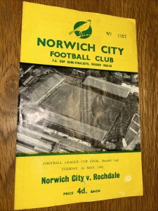 Norwich City V Rochdale League Cup Final 2nd Leg 1962 for sale on Ebay