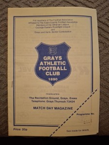 Grays Athletic v West Ham United XI friendly programme.  25/11/1982 for sale on Ebay