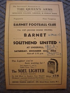 Barnet v Southend United programme.  14/12/1946  FA Cup  for sale on Ebay