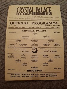 Crystal Palace v Brighton programme.  9/9/1944 for sale on Ebay
