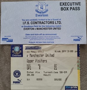 Everton V Manchester United Plus Executive Pass Ticket 02-03 for sale on Ebay