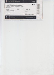 5  12  24  Fulham  v  Brighton       matc h ticket for sale on Ebay