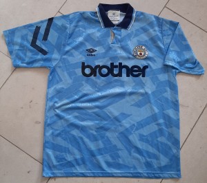 Manchester City Umbro 1991/93 Home Shirt Ian Brightwell Worn ? for sale on Ebay