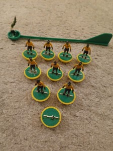 Subbuteo HW Team Yellow Shirts Green Trim Blue Shorts Some Overpainting No Box for sale on Ebay