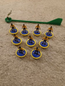 Subbuteo HW Team Yellow Shirt Green Trim Blue Shorts Some Overpainting Not Boxed for sale on Ebay