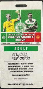 Celtic Legends V Manchester United Legends Executive Ticket/Pass 2025-26 for sale on Ebay