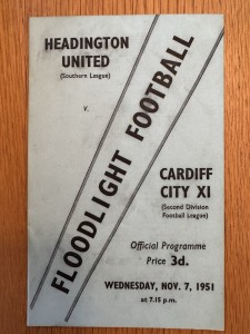 Headington United Vs Cardiff City XI Floodlight Football Very Rare 7/11/1951 for sale on Ebay