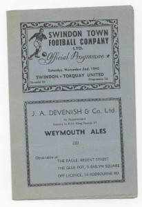 1946/47 Division 3 South - SWINDON TOWN v. TORQUAY UNITED for sale on Ebay