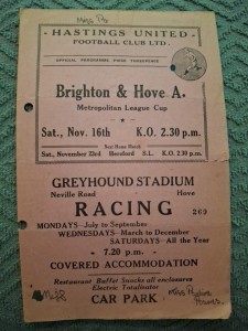 Hastings United v Brighton Reserves programme.  17/11/1957 for sale on Ebay