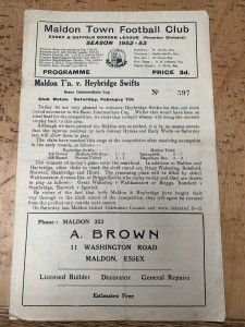 Maldon Town v Heybridge Swifts 1952/1953 Essex Intermediate Cup for sale on Ebay