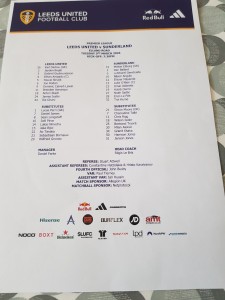 Leeds United v Sunderland official Teamsheet 3.3.26 for sale on Ebay