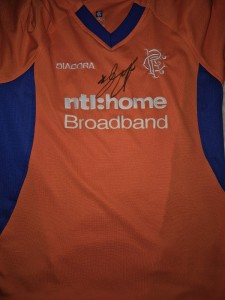 Barry Ferguson Hand Signed Treble Season Away Shirt for sale on Ebay