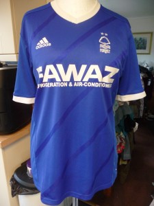 Nottingham Forest Adidas FAWAZ blue third shirt 2014-15 M for sale on Ebay