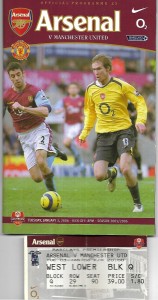 ARSENAL v MANCHESTER UNITED 3rd JANUARY 2006. LAST SEASON AT HIGHBURY + TICKET for sale on Ebay