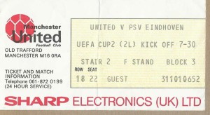 Ticket UC 84-85 Manchester United - PSV Eindhoven for sale on Ebay