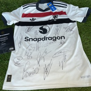 Manchester United 24/25 Third Shirt Signed by squad  COA signed by 15 LAST ONE for sale on Ebay