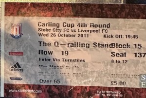 Match Ticket 2011-12 Stoke City v Liverpool Carling Cup 26 Oct  2011 for sale on Ebay