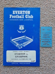 Everton v Liverpool 67/68 with ticket for sale on Ebay