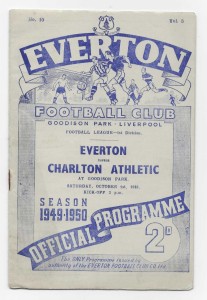 1949/50 Division 1 - EVERTON v. CHARLTON ATHLETIC for sale on Ebay