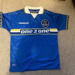 EVERTON FC ONE TO ONE SHIRT SIZE MEDIUM GOOD CONDITION for sale on Ebay