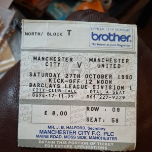 27/10/1990 Manchester City v Manchester United Ticket RARE for sale on Ebay