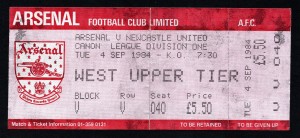 Arsenal v Newcastle United 1984-1985 Division One Ticket 04/09/1984 for sale on Ebay