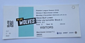 Wolves  v Manchester United Ticket 8 December  2025 - 2025/2026 Season for sale on Ebay