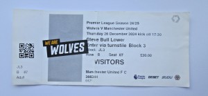 Wolves  v Manchester United Ticket 26 December  2024 - 2024/2025 Season for sale on Ebay