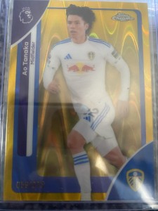 Topps chrome premier,Leeds United gold rainbow wave Ao Tanaka Numbered 59/275 for sale on Ebay