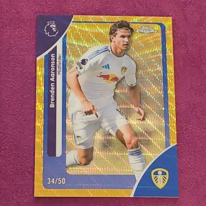 Topps Chrome Premier League 2026 Brenden Aaronson /50 Gold Refractor Leeds Utd  for sale on Ebay