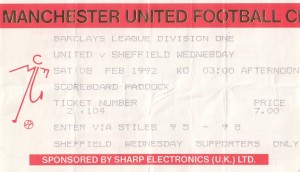 MANCHESTER UNITED V SHEFFIELD WEDNESDAY 8/2/1992 USED TICKET for sale on Ebay