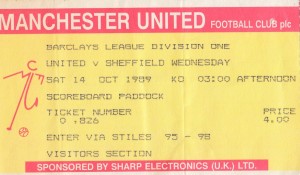MANCHESTER UNITED V SHEFFIELD WEDNESDAY 14/10/1989  USED TICKET for sale on Ebay