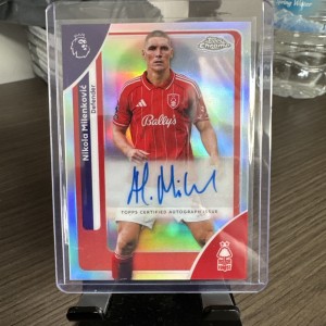 Topps Chrome Premier League 2026 Nikola Milenkovic Auto Chrome Nottingham Forest for sale on Ebay