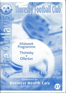 Thoresby v Ollerton Town 22/08/01 CML Supreme Division for sale on Ebay