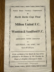 Milton United V Wooton & Sandford North Berks Cup Final 1967 for sale on Ebay