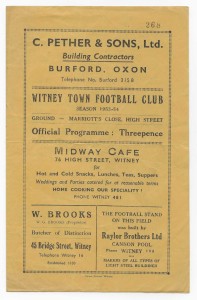 1953/54 Hellenic League - WITNEY TOWN v. WALLINGFORD TOWN for sale on Ebay