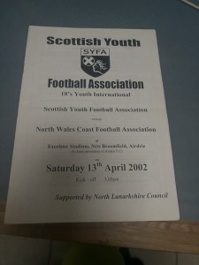 SCOTLAND YOUTH 18's v NORTH WALES COAST 13th April 2002 at Airdrie for sale on Ebay