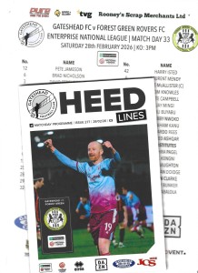 25/26 GATESHEAD V FOREST GREEN ROVERS (0-2) (NATIONAL LEAGUE) for sale on Ebay