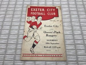 Exeter City v Queens Park Rangers 1954/55 Division 3 South - 18th September 1954 for sale on Ebay