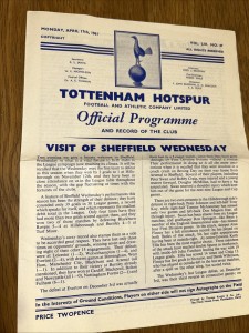 Tottenham Hotspur V Sheffield Wednesday 1960/61 for sale on Ebay