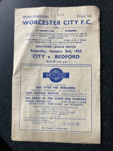 Worcester City v Bedford Town 1953 1952/53 Southern League 3rd January for sale on Ebay
